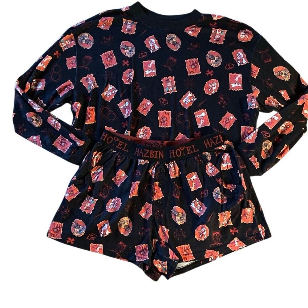 Hazbin Hotel Pajama shorts set Medium Hot Topic pockets PJ Pajamas